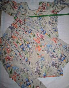 Floral Print creap silke suit