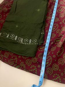 Maroon &amp; Green Lehenga Set