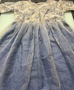 Blue Organza Ethnic Gown