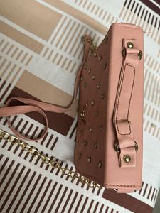 Peach Quilted Sling Bag