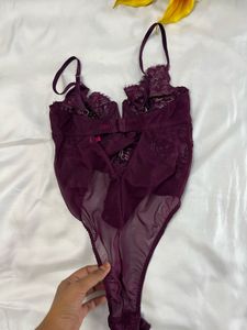 La Senza Burgundy Lace Bodysuit