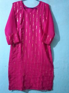 Designer Georgett Sequence Work Straight Kurta Set