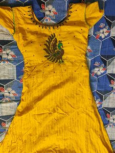 Yellow Embroidered Kurta