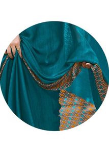 Elegant Teal Saree with Geometric Border