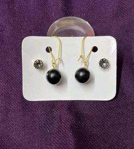 Big Black pearl Hoops Combo