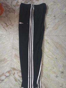 Black Track Pants with White Stripes
