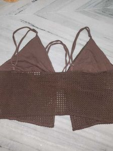 Brown Crochet Bralette Top