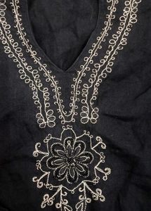 Embroidered Black Tunic Top