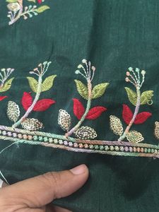 Elegant Mint Green Embroidered Saree