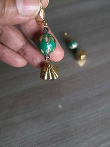 Blue Enamel Gold Drop Earrings