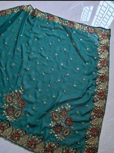 Embroidered Saree 🪷🌻🦋💚