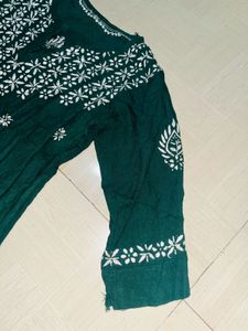 Green Embroidered Tunic Top