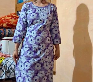 Floral Print Purple Kurta with pajama