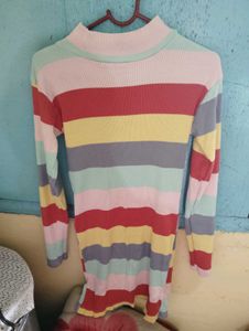 Striped Mock Neck Knit Top