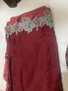 Maroon & Silver Trim Fabric