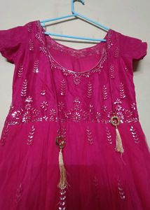 Pink Embroidered Indian Dress