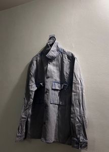 Blue Button-Down Shirt Jacket