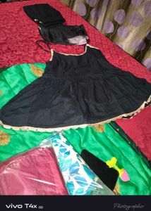 Black Embroidered Top with Pants