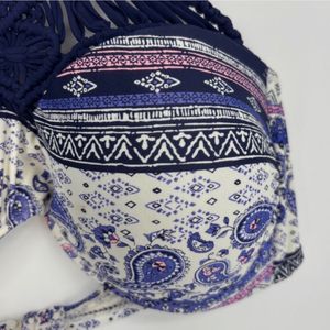 Paisley Print Crochet Bikini Top