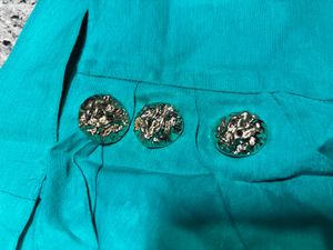 MANGO Teal  Skirt with Button Detail