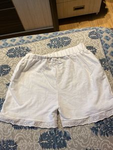 White Lace Trim Shorts
