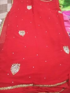 Red Embellished saree