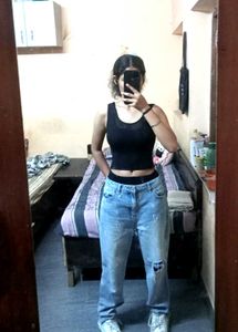 Heart Print Ripped Jeans