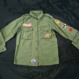 Embroidered Army Green Shirt|vintage|rugged
