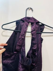 Purple Satin Ruffle Dress