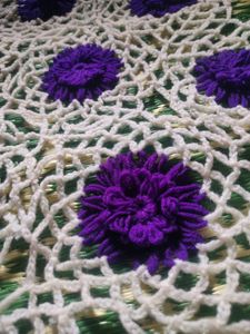 Handmade Purple Lotus Table Cloth For Small Tabl