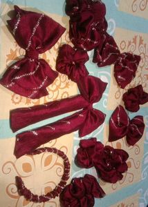 6combo Of Scrunchies,Hair Band &Hair BowClip,