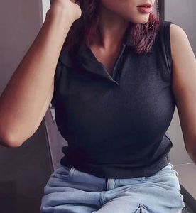 Sleeveless Polo Top Combo - Red and Black