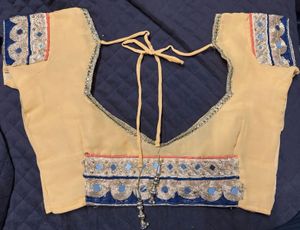 Beautifully Contrasted Saree with Delicate Mirror