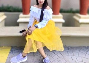 White Offshoulder Puff Sleeves Crop Top