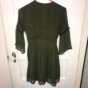 Zara Olive Green Sheer Mini Dress