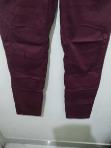 Marks And Spencer Crimson Maroon Long Pant Trouser