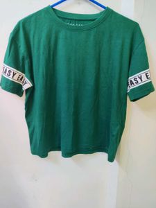 Green T-Shirt with &#34;EASY PEASY&#34; Sleeve