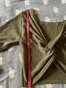 Olive Green Knotted Crop Top
