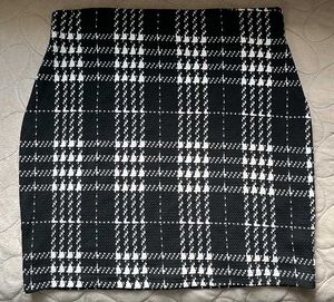 Black & White Plaid Mini Skirt