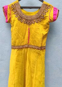 Yellow &amp; Pink Embroidered Dress