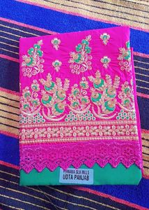 Pink Embroidered Dress Material