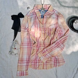 casual Pink Plaid Shirt
