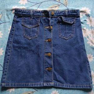 Denim Mini Skirt with Buttons
