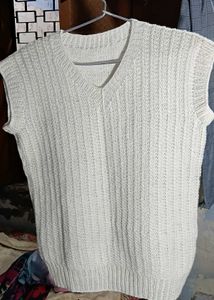 Vintage Woolen Knit Vest (Off White)