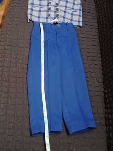 Boys&#39; Plaid Vest &amp; Blue Trousers Set(4 piece)