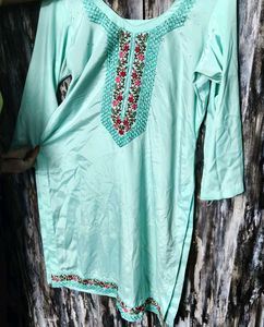 Embroidered Kurta set blue in colour fully stitche