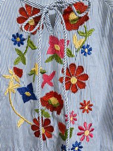 Striped Embroidered Top