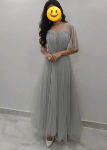 Elegant Grey Tulle Gown