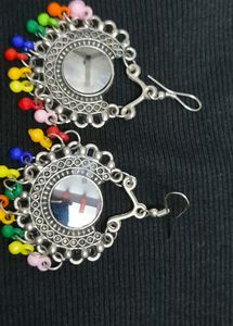 Colorful Beaded Mirror Earrings