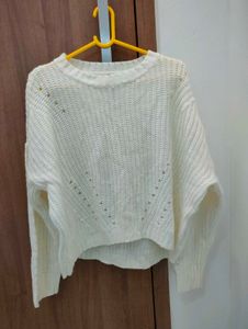 White Knit Cropped Sweater